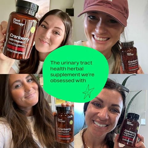 Extrato de Cranberry com Vitamina C, Cápsulas de Suplemento Herbal, Suporte à Saúde do Trato Urinário, Rico em Antioxidantes para o Sistema Imunológico, 120 Cápsulas Vegetarianas (4 Meses) - Plant Therapy