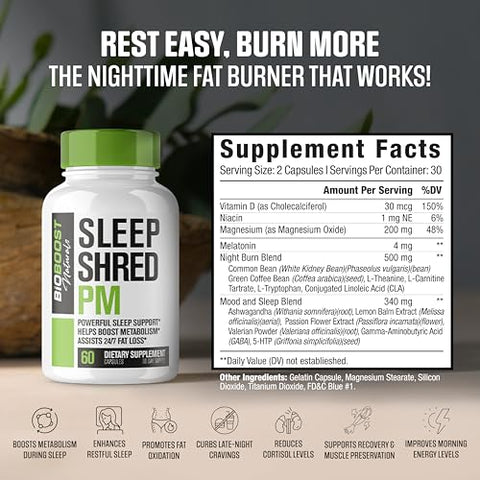 EPN Supplements - Sleep Shred PM | Queimador de Gordura Noturno e Supressor de Apetite | Comprimidos para Perda de Peso Mulheres | Marca Sleep Shred PM