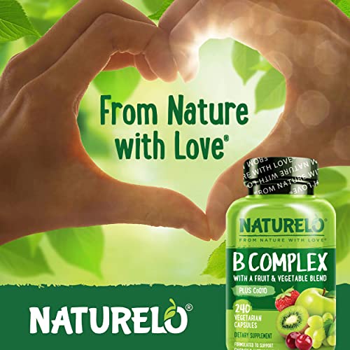 B Complex – Complexo de Alimentos Integrais com Vitamina B6, Folate, B12, Biotina – Energia e Redução do Estresse – Alta Potência – Vegano – Vegetariano – Não Transgênico – Sem Glúten – 240g - NATURELO