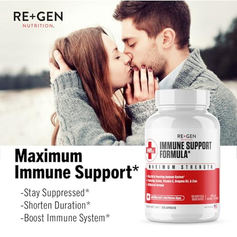 Re+Gen Nutrition - Re Gen Nutrition – Suplemento Imunológico para Adultos, Cápsulas Naturais com Zinco, Vitamina C e Aminoácido L-lisina