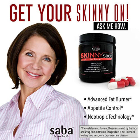 Skinny 5000 – Perda de Gordura – Controle de Apetite – Energia Suave sem Jitter – Foco – 60 Cápsulas - Saba