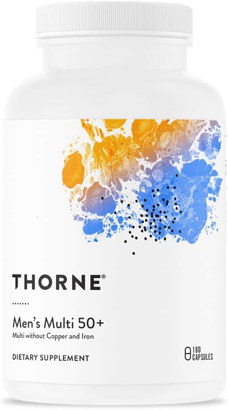 Men’s Multi 50 – Suplemento Diário de Vitaminas e Nutrientes para Homens Sem Ferro e Cobre para Apoiar um Estilo de Vida Ativo e Saudável – Livre de Glúten e Soja – 180 Cápsulas – 30 Porções - THORNE
