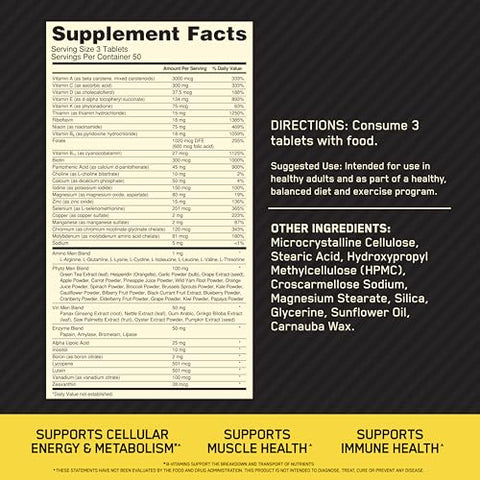 Opti-Men – Vitaminas C, Zinco e D, E, B12 para Suporte Imunológico – Multivitamínico Diário para Homens, 150 Comprimidos (Embalagem Pode Variar) - Optimum Nutrition