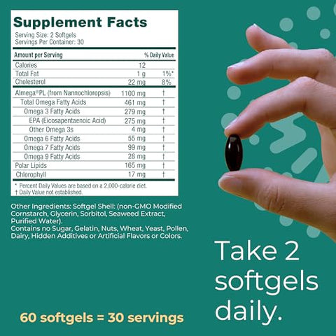 Life Heart Omega-3, 120 Softgels (60 Porções), Ômega-3 de Algas à Base de Plantas Veganas, Ácidos Graxos EPA para Saúde Cardíaca, Suplemento Dietético de Suporte Cardíaco, Krill - Iwi