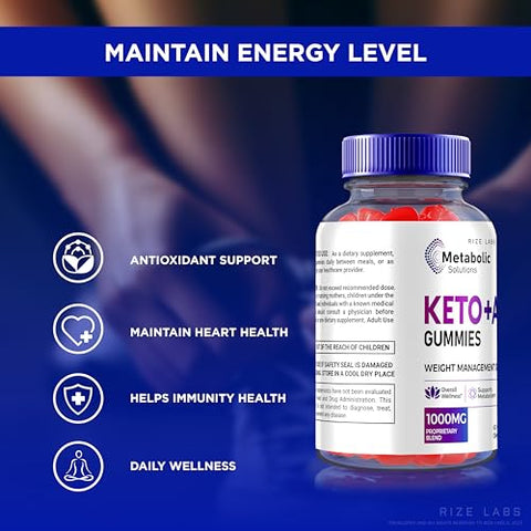 rize labs - (2 Pacotes) Gomas Metabolic Solutions Keto ACV, Gomas Metabolic Solutions Keto ACV para Perda de Peso Avançada, Suplemento Fórmula Avançada, Avaliações Metabolicsolutions (120 Gomas)