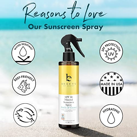 Beauty by Earth - Protetor Solar Spray Mineral FPS 30 – Proteção Solar para Pele Sensível, Crianças e Bebês – Bloqueador Solar Spray, Loção Bronzeadora – 100ml