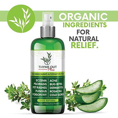 Thyme Out - Tratamento Plus para Eczema, Psoríase – Acne, Dermatite, Rosácea, Aftas, Irritações de Pele, Picadas de Insetos, Hera Venenosa – Spray Anti Coceira para Alívio de Pele Irritada – Crianças, Adultos