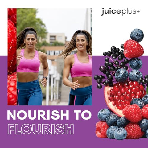 Juice Plus+ - JuicePlus Berry Blend: Suco de Uva Concord, Mirtilo, Cranberry e Mais – Vitaminas à Base de Alimentos Integrais, Vegano, à Base de Plantas – Sem Glúten, Não-OGM, Kosher – 1 Frasco (60 Porções)