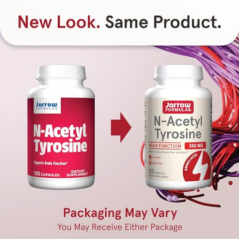 N-Acetyl Tyrosine 350 mg – Suporte Cerebral com Vitamina B6 – 120 Cápsulas - Jarrow Formulas