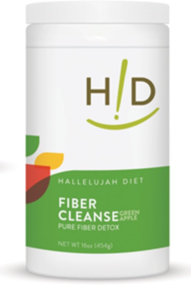 THE HALLELUJAH DIET - Hallelujah Diet Fiber Cleanse Powder – Pó de Limpeza de Fibras com Sabor de Maçã Verde, à base de Psyllium e Semente de Linhaça, Elimina Toxinas e Restaura a Função Intestinal Ótima, Limpeza Natural do Cólon