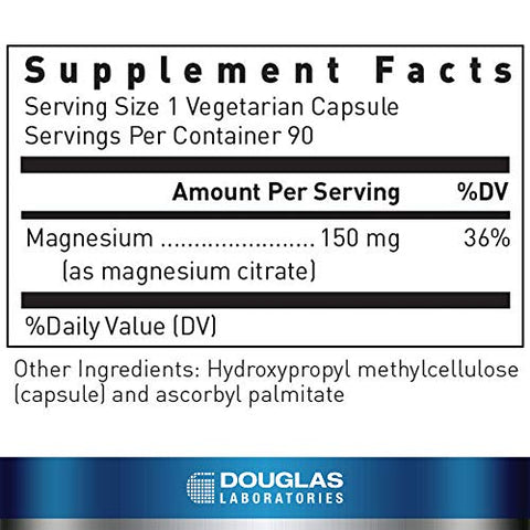 Magnesium Citrate – 150 mg – Para Função Cardíaca, Saúde Óssea – 150 g - Douglas Laboratories
