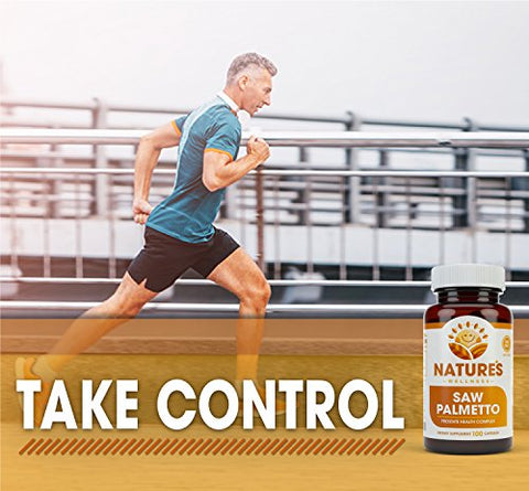 Natures Wellness - Suplemento Prostático Saw Palmetto 1000mg, Extrato de Bagas – Máxima Potência para Promover a Saúde da Próstata, Reduzir a Micção Frequente e Bloquear a Queda de Cabelo Relacionada ao DHT Naturalmente