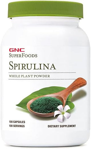 SuperFoods Spirulina em Pó de Planta Inteira – 100 Cápsulas (100 Porções) - GNC