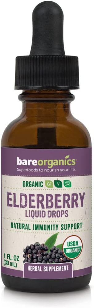 Gotas Líquidas de Sabugueiro, Suplemento Herbal, 30ml - BareOrganics
