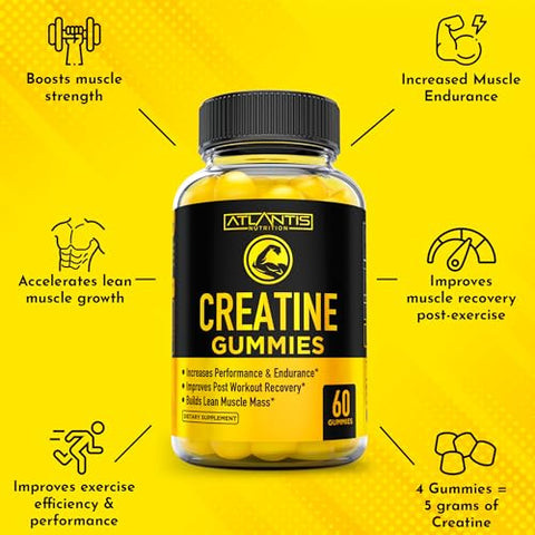 Atlantis Nutrition - Gomas de Creatina Monohidratada para Força – 100g – Marca de Produto