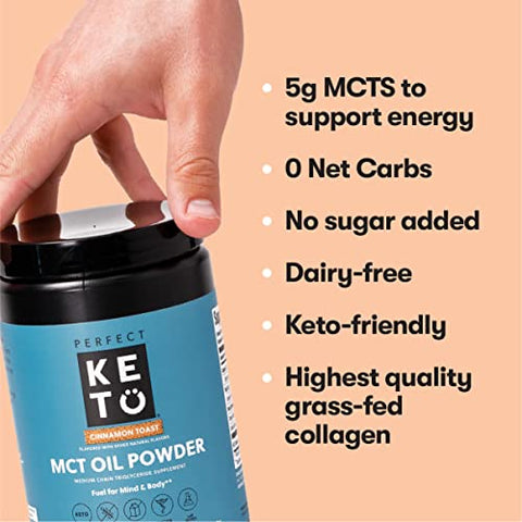 7g MCT Oil Powder – Café Cremoso para Dieta Keto com Triglicerídeos de Cadeia Média, Mistura de MCT para Café, Smoothie, Shakes Proteicos – Marca em Destaque - Perfect Keto