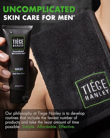 Kit de Cuidados com a Pele Masculina Tiege Hanley, Rotina Essencial de Cuidados com a Pele para Homens (Nível 1 do Sistema) – Kit de Limpeza Facial para Linhas Finas