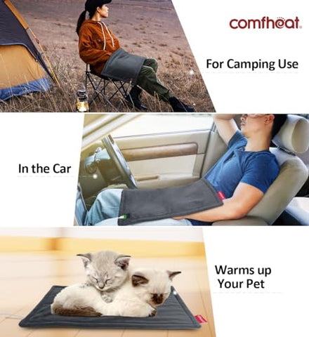 comfheat - Aquecedor USB, Manta Aquecida 5V para Viagem de Carro e Avião, 3 Configurações de Calor