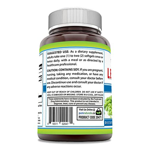 Lecithin 1200 mg Softgels | Alta Potência | Livre de Transgênicos | Sem Glúten (240 Unidades) - Pure Naturals