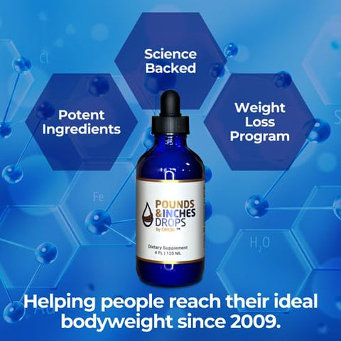 Pounds and Inches Drops - Dirobi Pounds and Inches – Gotas para Perda de Peso, Suplemento Líquido para Emagrecimento para Mulheres e Homens, Alternativa de Pílula Dietética com Sabor Delicioso de Mirtilo