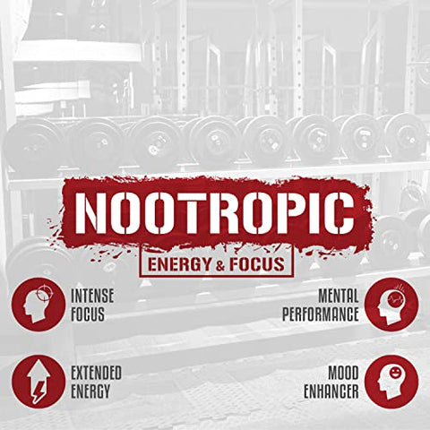 5% Nutrition - 5%% Nutrition Rich Piana Mentality – Suplemento Nootrópico para Performance, Memória e Clareza Mental – Ginseng, Ginkgo, L-Theanine, Colina, Huperzine – 60 cápsulas