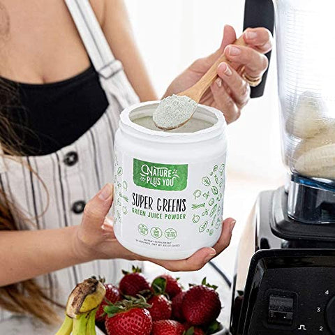 TruBaio - Super Greens em Pó Orgânico: Suplemento Não-OGM com Spirulina, Alfafa, Espinafre, Probióticos, Fibra e Enzimas Digestivas – Sem Adoçantes Artificiais – 30 Porções