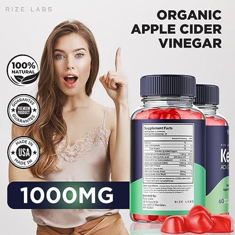 rize labs - (3 Pacotes) Gomas Vital Keto ACV, Gomas Cetogênicas Vital Keto para Perda de Peso Avançada – Gomas Vital Keto ACV Gomas Keto ACV para Emagrecimento da Barriga – Gomas Dietéticas de Goma de Gengibre AC – Avaliações de Gomas AC