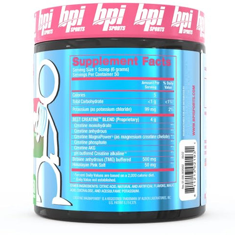 Best Creatine – 6 Formas Avançadas de Creatina – Suporte para Construção Muscular e Recuperação Pós-Treino – Watermelon Cooler, 50 Porções - BPI Sports