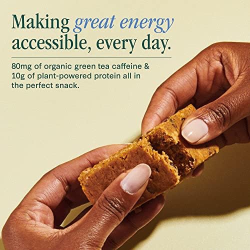 Verb Caffeinated Energy Bar - Verb Energy – Barra de Proteína Cafeinada de Aveia com Gotas de Chocolate – 190 Calorias 6g Açúcar 10g Proteína – Snacks Veganos – Barras de Café da Manhã Sem Glúten com Chá Verde Orgânico, 49g