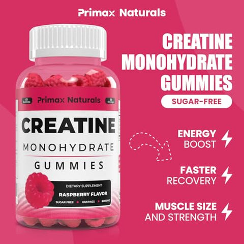 Primax Naturals - Gomas de Monohidrato de Creatina Sem Açúcar para Homens – Marca: No Sugar – 100g