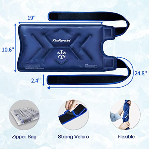 KingPavonini - Envoltório de Gelo XXL para Joelho Inteiro Após Cirurgia, Gel Reutilizável de Grande Tamanho para Lesões no Joelho, Alívio da Dor, Inchaço, Cirurgia no Joelho, Lesões Esportivas, 1 Pacote Azul