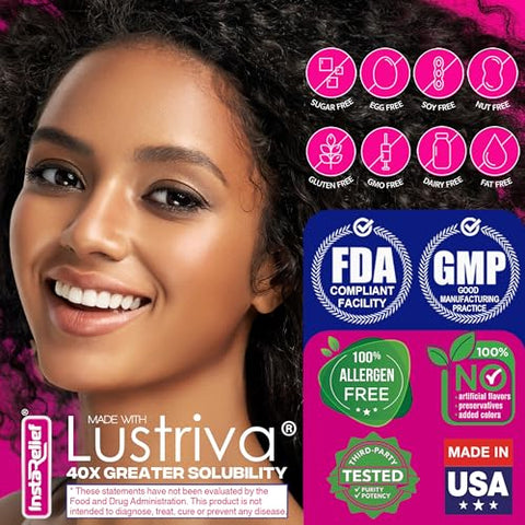 Hair Growth com Lustriva® – Crescimento Capilar Comprovado Clinicamente em 3 Semanas, Reduz Rugas e Linhas Finas, com Biotina, Silício e Arginina, 60g - InstaRelief