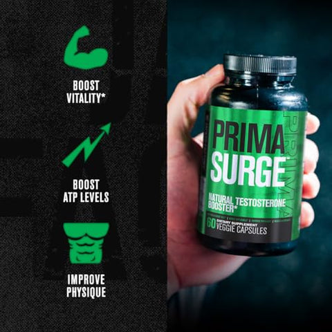 Testosterone Booster for Men PRIMASURGE – com Tongkat Ali, PrimaVie, Ashwagandha – Aumente a Vitalidade, Crescimento Muscular - Jacked Factory
