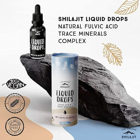 Gotas Líquidas – Suporte Imunológico, Energia, Desintoxicação, Anti-Envelhecimento e Bem-Estar – Minerais Traços Naturais - Pure Himalayan Shilajit