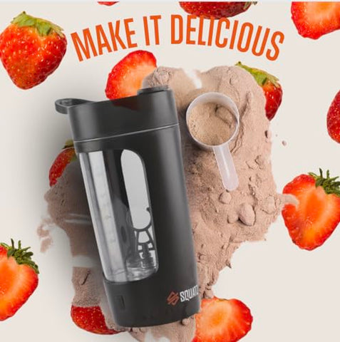 Garrafa Shaker Elétrica 22 Oz – Liquidificador Automático Recarregável para Shake de Proteína, à Prova de Vazamentos - SQUATZ