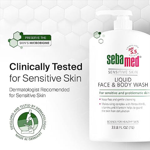 SEBAMED - Sebamed Sabonete Líquido para Rosto e Corpo, Pele Sensível, pH 5.5, Hidratante Suave, Hipoalergênico para Homens e Mulheres, Recomendado por Dermatologistas, 1000ml