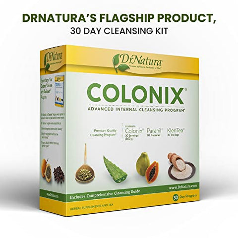 DrNatura - Kit Colonix de Pó de Casca de Psyllium para Limpeza do Cólon, Pacote de 30 Dias de Limpeza do Cólon (16 oz)