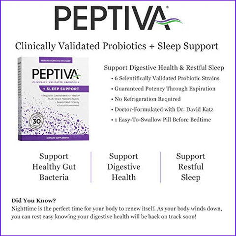 26 Bilhões UFC Probiótico e Suporte ao Sono – Multi-Strain Probiótico Clinicamente Validado – Lactobacillus e Bifidobacterium, Melatonina – 30 Unidades - Peptiva