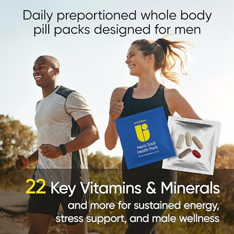 Universal U - Pacote de Saúde Total para Homens – Suplemento Diário Multivitamínico, Energia, Suporte ao Estresse, Óleo de Krill, 22 Vitaminas Essenciais