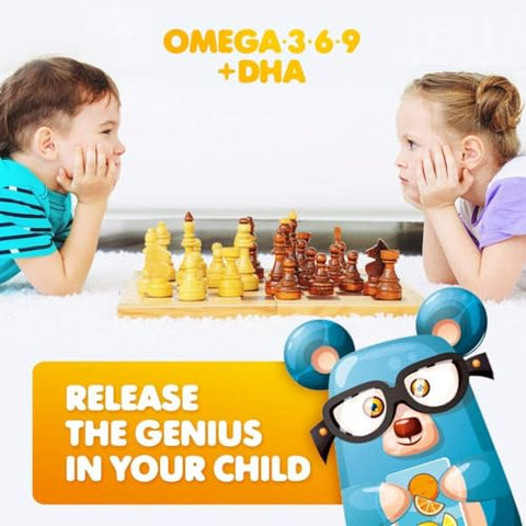 Gomas Omega 3 para Crianças (180 Unidades), Gomas Veganas de Ômega 3 para Crianças sem Óleo de Peixe, Vitaminas Ômega 3 DHA para Crianças para o Cérebro - DR. MORITZ