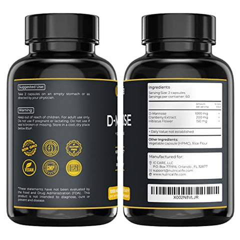 Nutrica Life - Tratamentos para Infecção Urinária D Mannose 1000mg Cápsulas – Potente D-Mannose