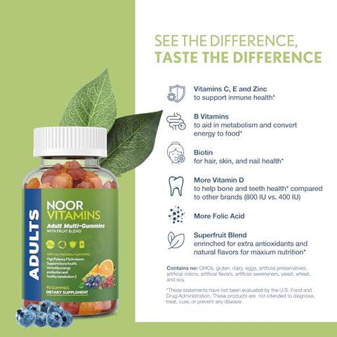 Halal Gummy Multivitamínico Orgânico para Homens e Mulheres – 90 Unidades - Noor Vitamins