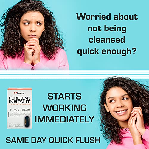 Puriclean Instant Complete Body Cleanser – Softgel Herbal Cleanse Detox Extra Forte – 1 Cápsula Rápida – 1 Hora de Desintoxicação – Embalagem com 2 Unidades - Wellgenix