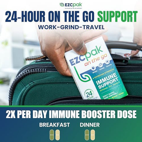 On The Go – Reforço do Sistema Imunológico com Equinácea, Vitamina C e Zinco – Suporte Imunológico para Adultos (Embalagem com 6 unidades) - EZC Pak