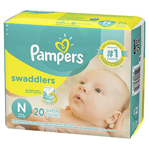 Fraldas Pampers Swaddlers Tamanho N 20 Unidades Pacote de 2 (Total de 40 Fraldas)