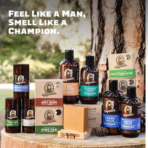 Sabonete em Barra Natural para Homens, Kit com 5 Barras – NOVO Coconut Castaway, Wood Barrel Bourbon, Fresh Falls, Birchwood Breeze, Gold Moss - Dr. Squatch