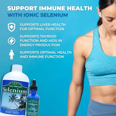 Líquido de Selênio, Gotas de Selênio, Suplemento de Selenato de Sódio, Suporte à Saúde do Fígado e Função da Tireoide, Suporte ao Sistema Imunológico, 60 ml - Eidon Ionic Minerals