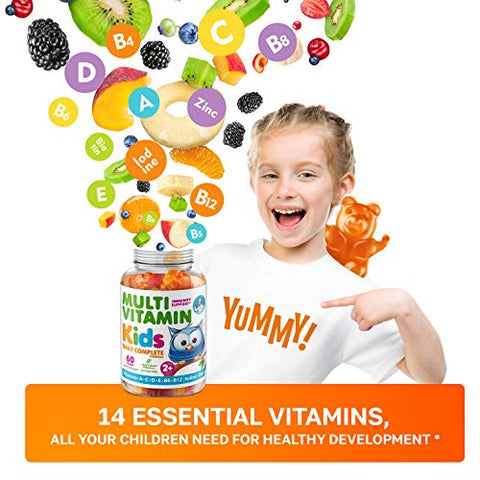 Gummies Multivitamínicos Infantis – 14 Vitaminas Essenciais para Crianças de 2 anos – Vitamina A C D E B6 B12 Zinco Biotina – Multivitamínicos em formato de Goma para Crianças – Tudo em um só produto - DR. MORITZ