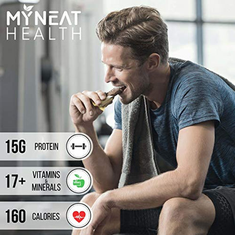 MY NEAT HEALTH - GO4IT Barra de Substituição de Refeição para Saúde, Alta em Proteínas, Rica em Fibras, Baixa em Calorias, Amiga da Dieta KETO, Prática para Levar, Barra de Alimentos para Perda de Peso, 7/Unidades – (Caramelo Cacau)