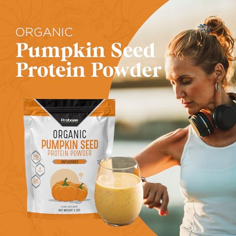 Probase Nutrition - Proteína em Pó de Semente de Abóbora Orgânica, Vegana, Sem Sabor, Sem Açúcar Adicionado, Livre de Glúten e Soja, Amigável para Paleo e Keto, 454g – Extraído a Frio